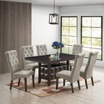 Lemont 7-PIECE Dining Set, Rectangle Table & 6 Parson Chairs, Black/gray New. Price: $999.99.