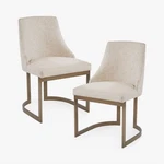 Madison Park Bryce Upholstered Dining Chairs Set Of 2, Cream Linen Blend Open. Price: $150.00.