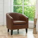 Open Box - Kinwell Logan Faux Leather Tufted Club Chair (retail Price $189). Price: $129.99.