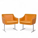 Hugh Acton For Vecta Mid Century Chrome Lounge Chairs - Pair Used. Price: $3347.00.