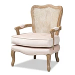 Baxton Studio Vallea Velvet Fabric And Oak Wood Accent Chair In Light Beige New. Price: $512.49.