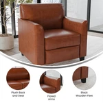 Pemberly Row Modern Diplomat Leather Reception Chair In Cognac New. Price: $501.21.