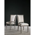 Safavieh Buchanan 19''H Linen Rect Side Chair Light Beige / Rustic Grey New. Price: $415.73.