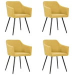 Dining Chair Set Of 4 Yellow Fabric (100% Polyester), Metal New. Price: $416.43.