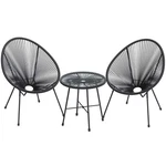 Outdoor Seating Set 3 Piece Acapulco Chair Glass Table Ink Black Songmics Modern New. Price: $209.99.