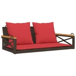 Swing Bench With Cushions Hammock Chair Poly Rattan Brown/gray/black Vidaxl New. Price: $79.99.