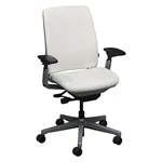 Steelcase Amia Task Chair White Faux Leather Platinum Frame Adjustable Ergonomic Seller. Price: $709.00.