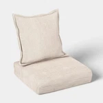2PC Natural Weave Deep Seat Outdoor Cushion Set Ivory - Threshold New. Price: $47.99.