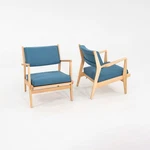 C. 2020 Pair Of Jens Risom U-430 Lounge Chairs With Arms For Dwr Oak W/ Fabric Used. Price: $2000.00.