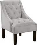 Skyline Furniture Tufted Swoop Arm Chair Velvet Light Grey Accent Dining New. Price: $399.99.