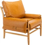 Mid-century Caramel Brown Faux Leather Arm Chair For Stylish Homes New. Price: $457.99.
