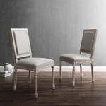 Modway Court French Vintage Upholstered Fabric Two Dining Chairs Light Gray New. Price: $184.39.