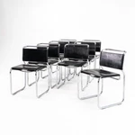 1974 Set Of Eight Nicos Zographos CH66 Cantilever Dining Chairs Black Leather Used. Price: $14000.00.