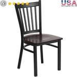 Metal Dining Chair Commercial Use Vertical Back Walnut Wood Seat 500 Capacity New. Price: $386.03.