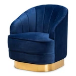 Baxton Studio Fiore Velvet And Brushed Gold Swivel Accent Chair In Royal Blue New. Price: $491.99.