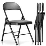 Fenbeli Pack Folding Chairs With Cushion Black Metal Set Of 4, New. Price: $138.99.