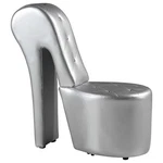 Best Master High Heel Faux Leather Crystal Studs Shoe Chair In Silver New. Price: $313.99.