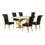 Best Quality Furniture White Marble Dining Set With Black Velvet Chairs New. Price: $2987.13.