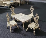 Antique 800 Sterling Silver German Miniature Table And Chairs Set Dollhouse 5PCS. Price: $325.00.