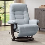 Benchmaster Annika Sky Blue Fabric Adjustable Swivel Recliner New. Price: $899.95.