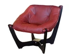 Img Luna Low Back Chair In Prime Red Leather - Espresso Wood Base New. Price: $899.00.