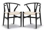 Poly & Bark Black Weave Chairs - Solid Wood Frame (set Of 2) N11 New. Price: $190.00.
