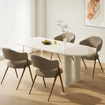 Set Of 4 Modern Upholstered Dining Chairs With Open Back - Taupe New. Price: $531.99.