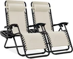 Best Choice Set Of 2 Adjustable Steel Mesh Zero Gravity Lounge Chair Ivory New. Price: $149.99.