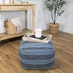 Northlight 14" Gray Striped Woven Cotton Square Pouf New. Price: $88.19.