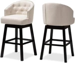 Baxton Studio Theron Fabric Upholstered Wood Swivel Bar Stool Light Beige, 2 Pcs New. Price: $90.94.