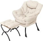 Welnow Lazy Chair With Ottoman, Modern Lounge 37.4"D X 28.5"W 25.5"H, Beige New. Price: $222.10.