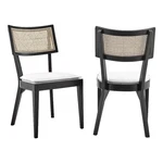 Modway Caledonia 19" Rattan Wood Fabric Dining Chair Black/white (set Of 2) New. Price: $313.95.