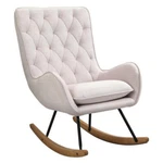 Homcom Mid-century Fabric Nursery Rocker Cream White, Tufted Wingback With Ru New. Price: $179.00.