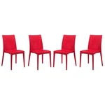 Leisuremod Modern Weave Mace Indoor Outdoor Dining Chair Red Set Of 4 New. Price: $396.20.