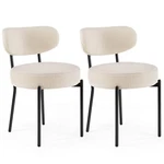 2PCS Round Fabric Dining Chair,mid Century Boucle Upholstered Home Kitchen New. Price: $87.00.