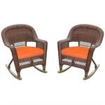 Jeco Wicker Rocker Chair In Honey With Orange Cushion (set Of 2) New. Price: $374.89.