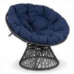 Swivel Papasan Chair Round Wicker Lounge With Thick Cushion-navy Color: New. Price: $295.48.