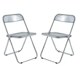 Leisuremod Lawrence Acrylic Folding Chair With Metal Frame Set Of 2 Black New. Price: $208.53.