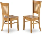 Set Of 2 Vancouver Oak Slat Back Dining Chairs With Wooden Seats New. Price: $241.99.
