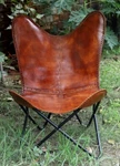 Real Leather Butterfly Lounge Chair Rustic Metal Frame Folding New. Price: $154.82.