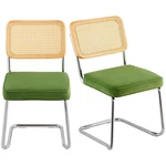 Rattan Dining Chairs Set Of 2, Mid Century Modern Chair, Upholstered Velv New. Price: $165.34.