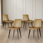 4 Dining Chairs Pu Leather Carbon Steel Legs Curved Backrest Padded Seats New. Price: $237.00.