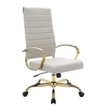 Leisuremod Benmar High-back Leather Office Chair With Gold Frame In Tan New. Price: $343.34.