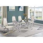 Best Quality Furniture 5PC Tempered Glass Dining Set Cream Velvet Chairs New. Price: $1858.21.