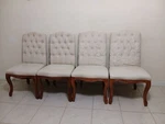 Dining Chair Wood Frame Tufted Upholstered Beige Noble House Set Of 4 Used. Price: $629.10.