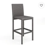 Martha Stewart Gray Wicker Bar Set, Round Table & 4 Chairs, All Weather New. Price: $180.00.