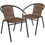 Stackable Dining Chairs Rattan Indoor Outdoor Patio Set Of 2 Brown Flash Lila New. Price: $129.99.