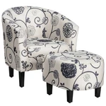 Modern Accent Tub Chair And Ottoman Set With Fabric Upholstered-beige Color: New. Price: $190.49.