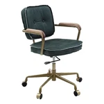 Benjara Office Chair With Leather Seat And Button Tufted Back- Green New. Price: $719.99.