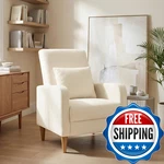 Colamy Mid-century Modern Upholstered Accent Chair Back Pillow Solid Wood Legs New. Price: $186.84.